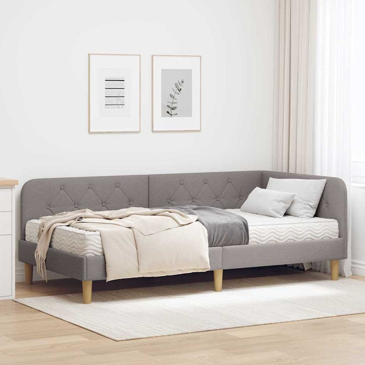 Hjørnesengramme Gråbrun 100 x 200 cm Stof
