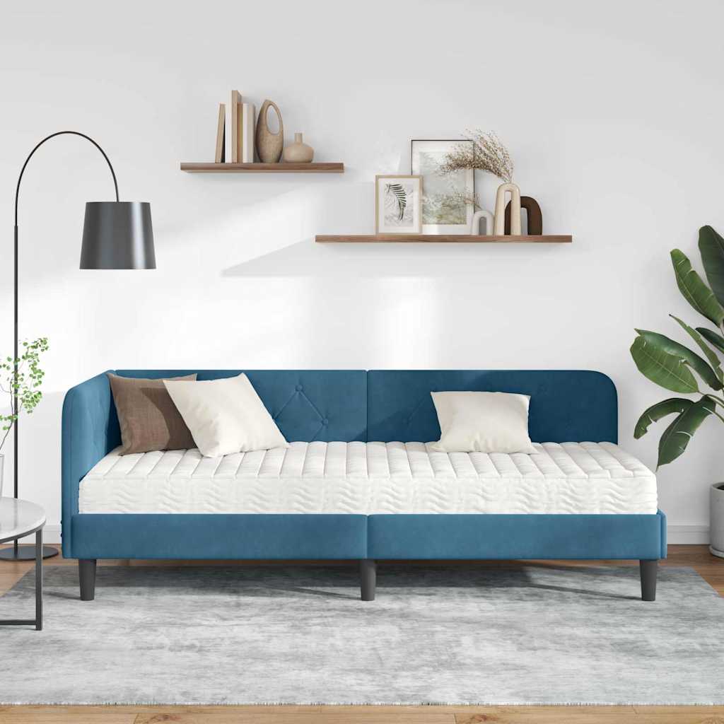 Hjørnesengramme Blå 80 x 200 cm Fløjl