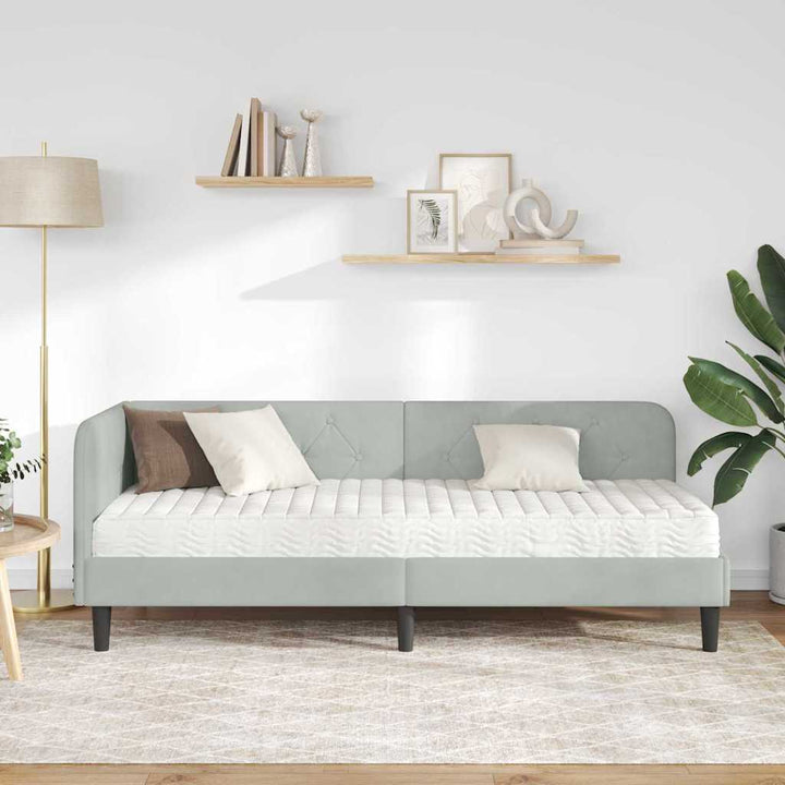 Hjørnesengramme Lysegrå 80 x 200 cm Fløjl