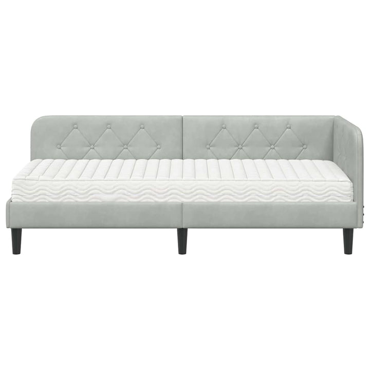 Hjørnesengramme Lysegrå 80 x 200 cm Fløjl