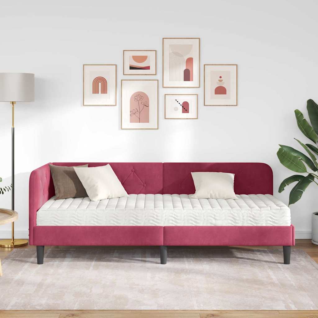 Hjørnesengramme Vinrød 80 x 200 cm Fløjl