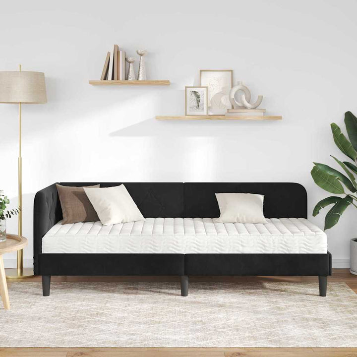 Hjørnesengramme Sort 80 x 200 cm Fløjl