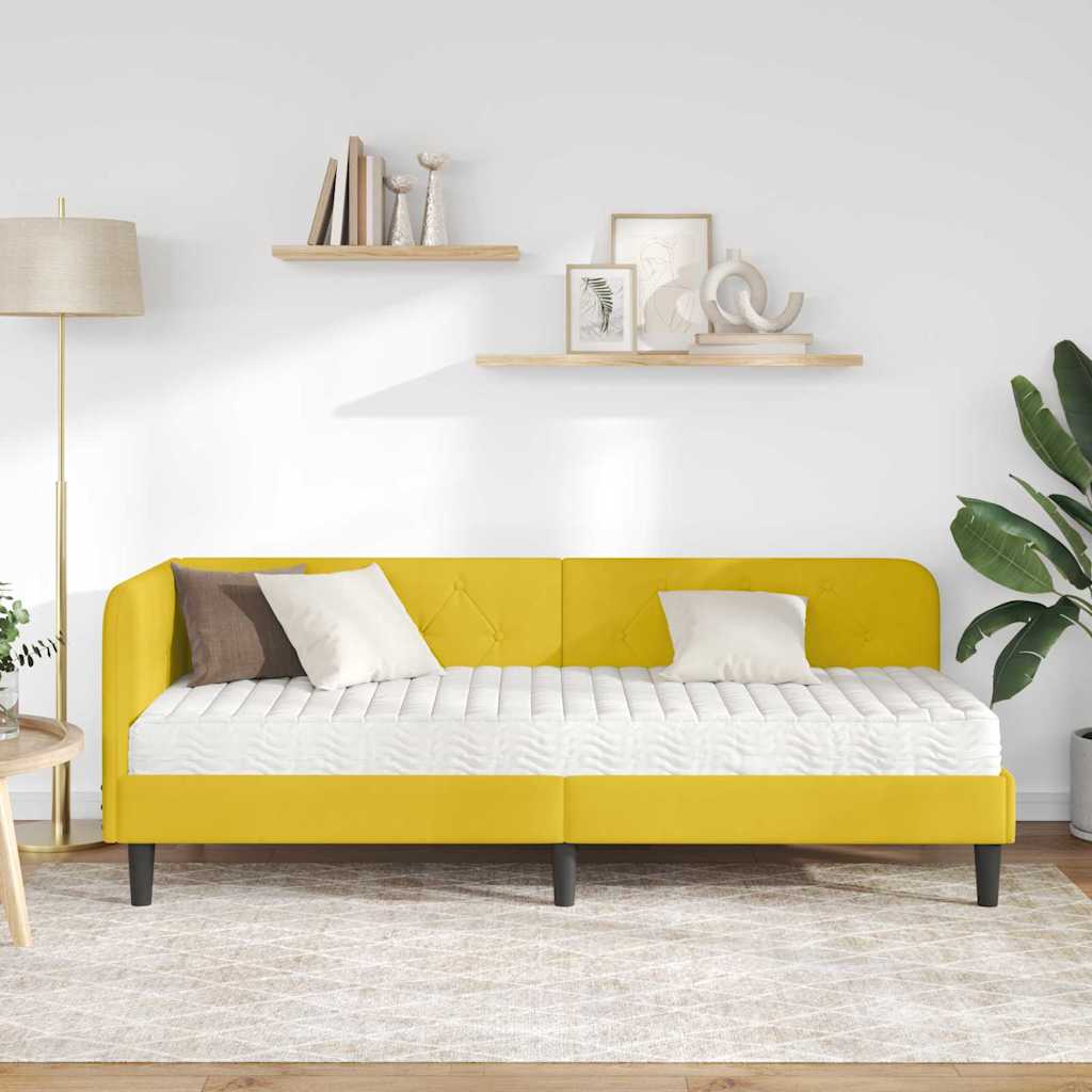 Hjørnesengramme Gul 80 x 200 cm Fløjl