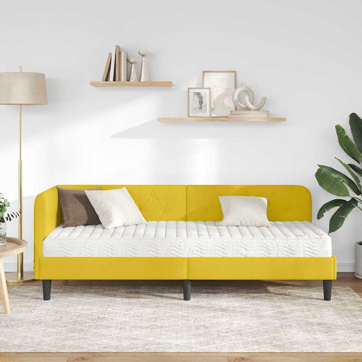Hjørnesengramme Gul 80 x 200 cm Fløjl