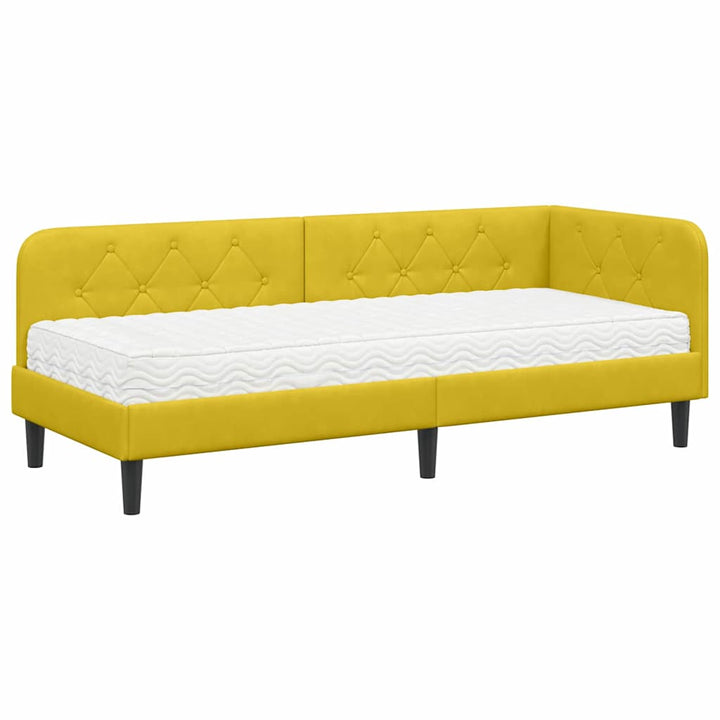 Hjørnesengramme Gul 80 x 200 cm Fløjl