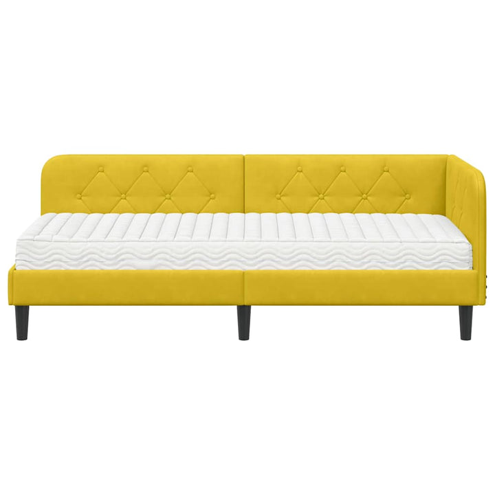 Hjørnesengramme Gul 80 x 200 cm Fløjl
