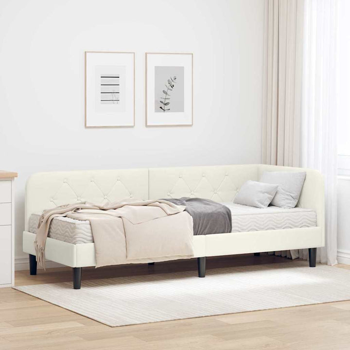 Hjørnesengramme Creme 80 x 200 cm Fløjl