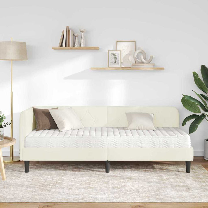 Hjørnesengramme Creme 80 x 200 cm Fløjl