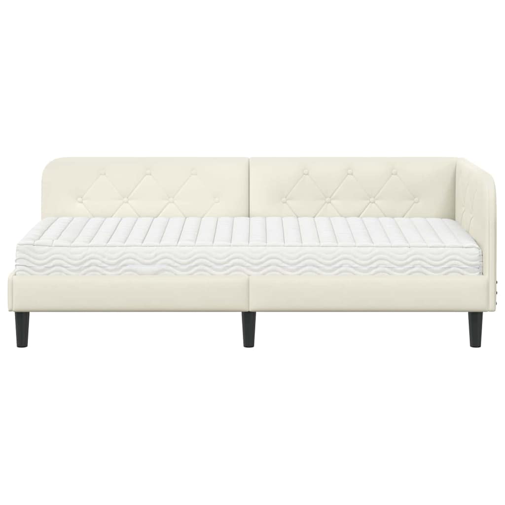 Hjørnesengramme Creme 80 x 200 cm Fløjl