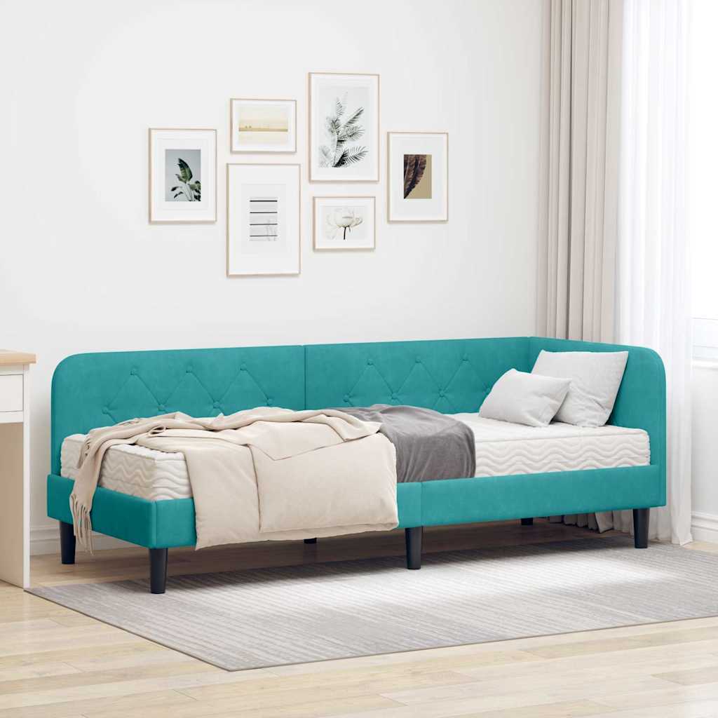 Hjørnesengramme Turkis 80 x 200 cm Fløjl