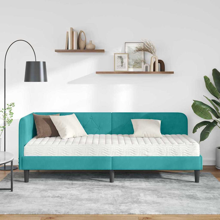 Hjørnesengramme Turkis 80 x 200 cm Fløjl