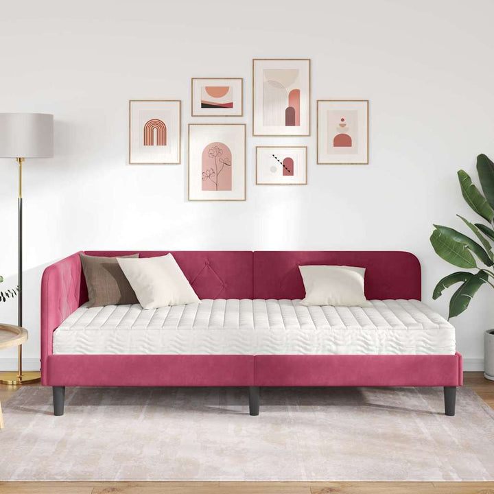 Hjørnesengramme Vinrød 90 x 190 cm Fløjl