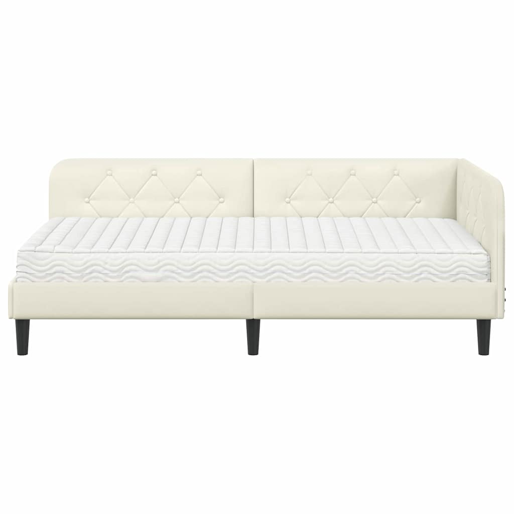 Hjørnesengramme Creme 90 x 190 cm Fløjl