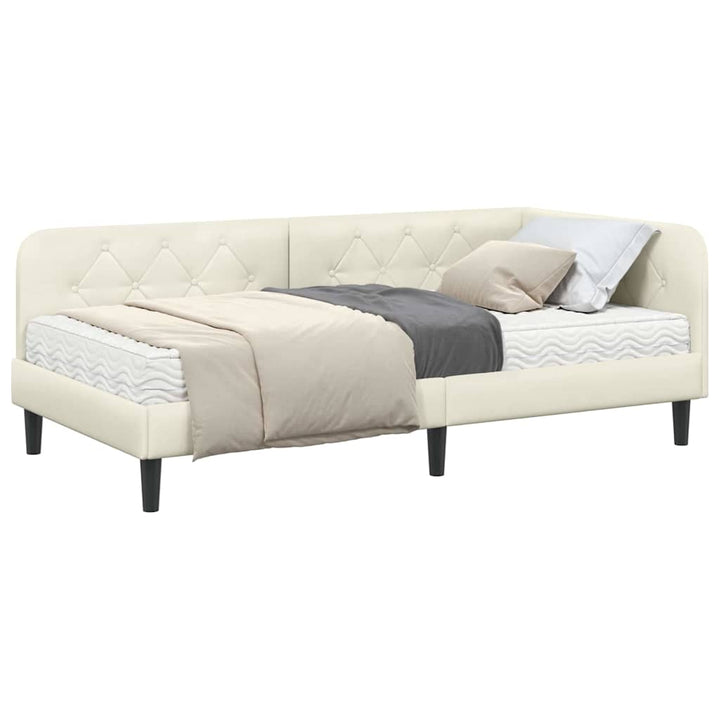 Hjørnesengramme Creme 90 x 190 cm Fløjl