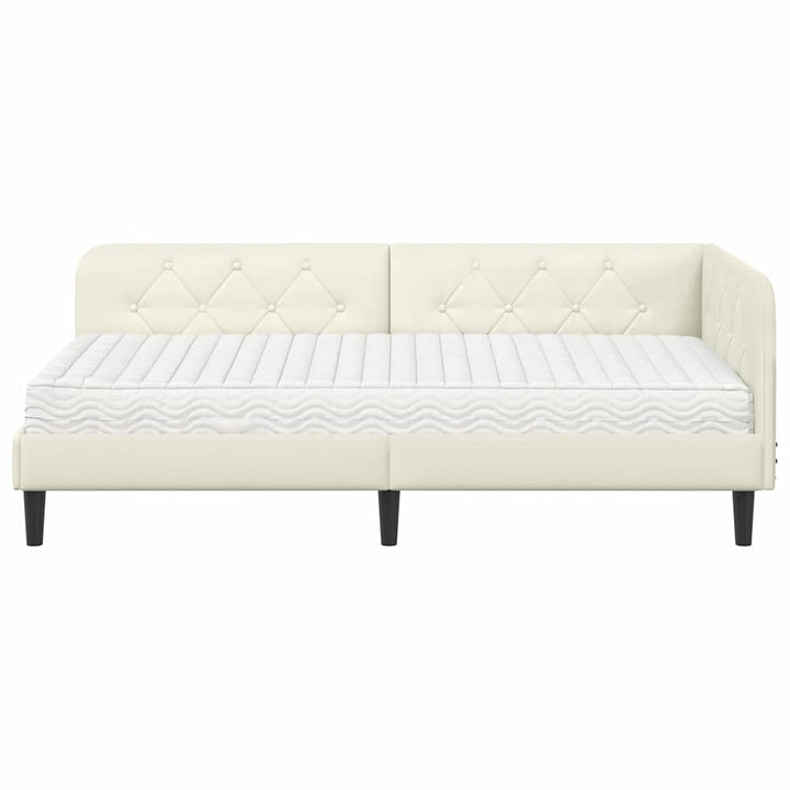 Hjørnesengramme Creme 90 x 200 cm Fløjl