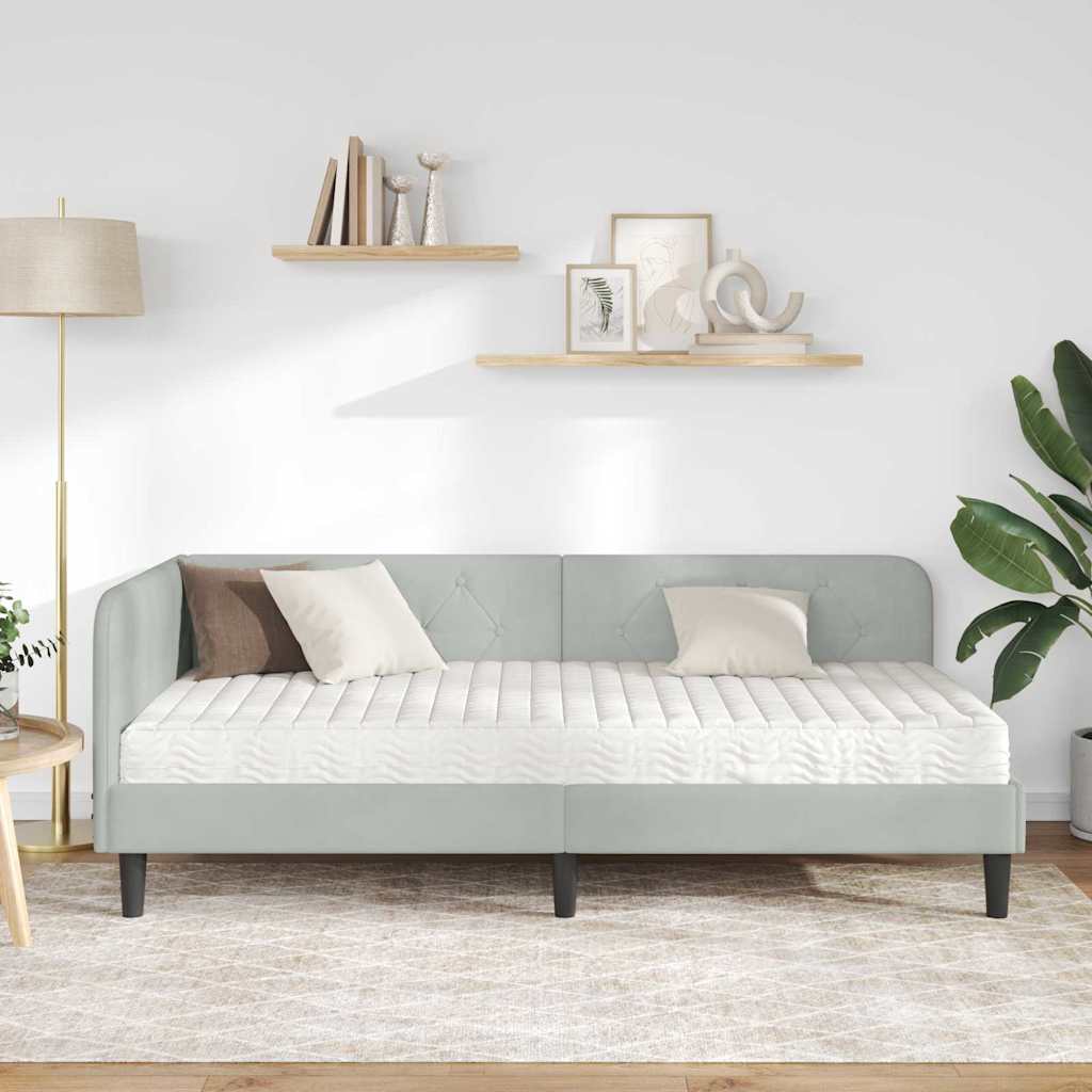 Hjørnesengramme Lysegrå 100 x 200 cm Fløjl