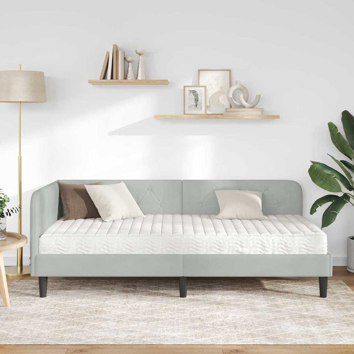 Hjørnesengramme Lysegrå 100 x 200 cm Fløjl