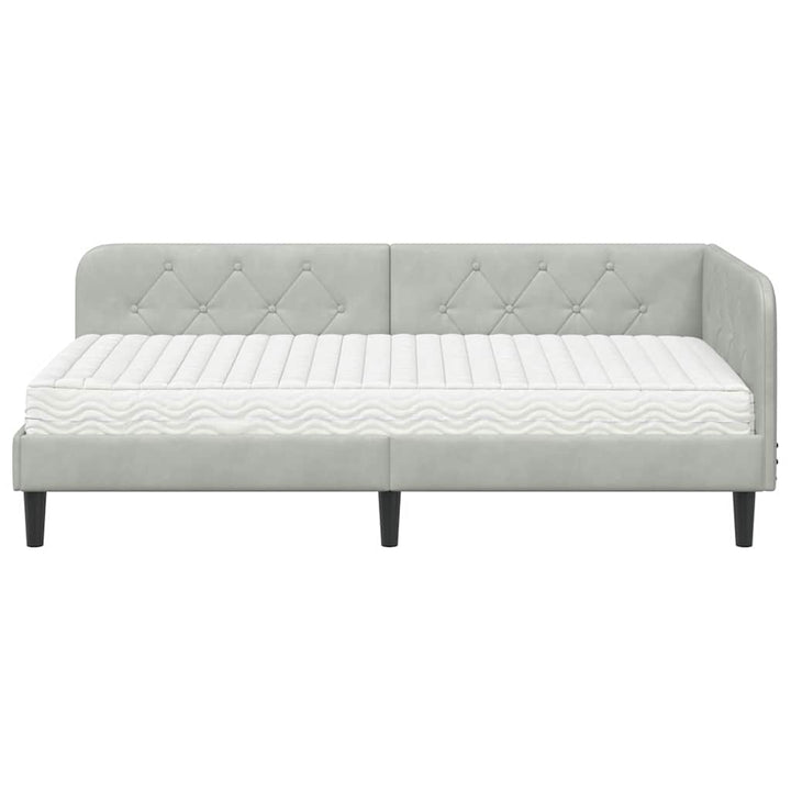 Hjørnesengramme Lysegrå 100 x 200 cm Fløjl