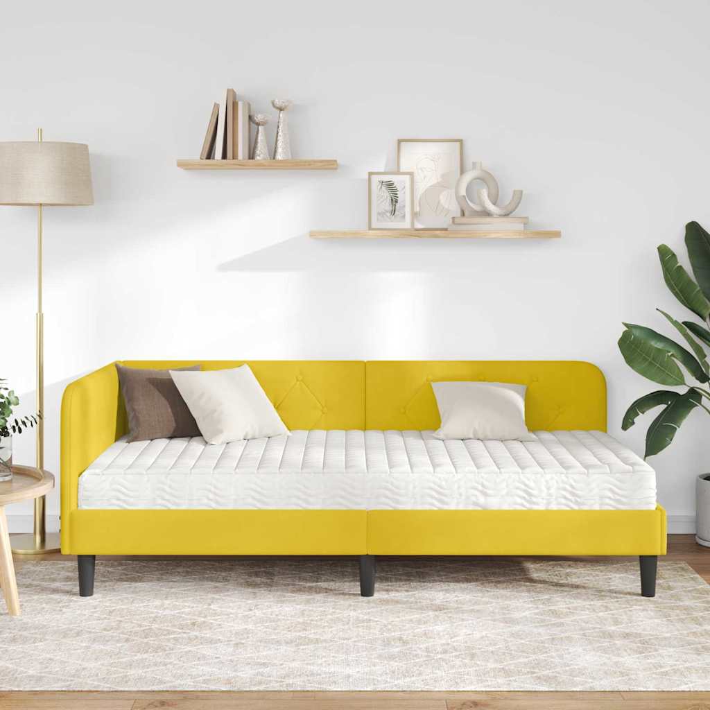 Hjørnesengramme Gul 100 x 200 cm Fløjl
