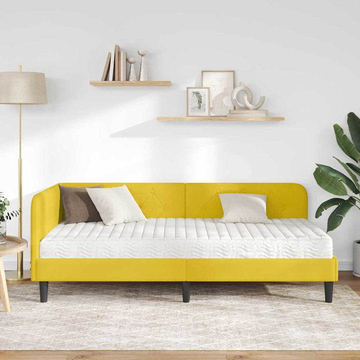 Hjørnesengramme Gul 100 x 200 cm Fløjl