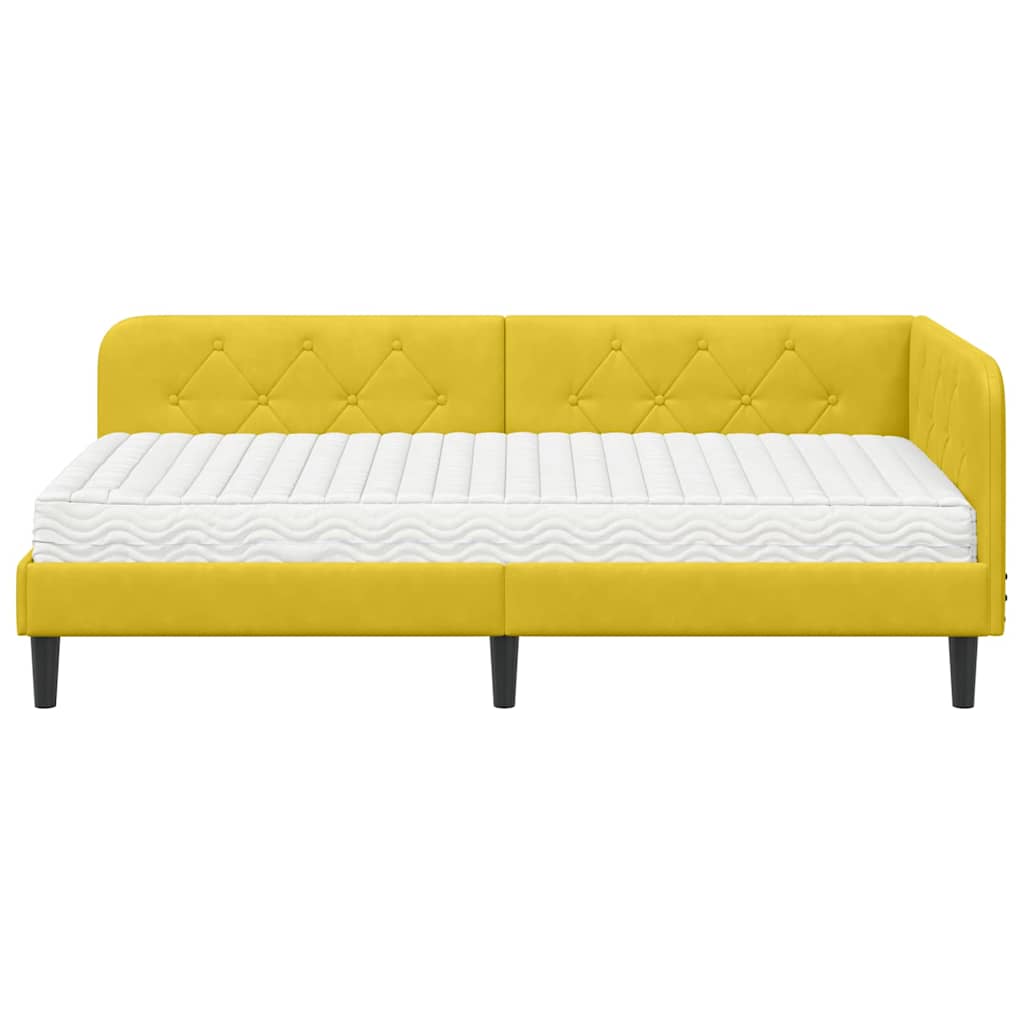 Hjørnesengramme Gul 100 x 200 cm Fløjl