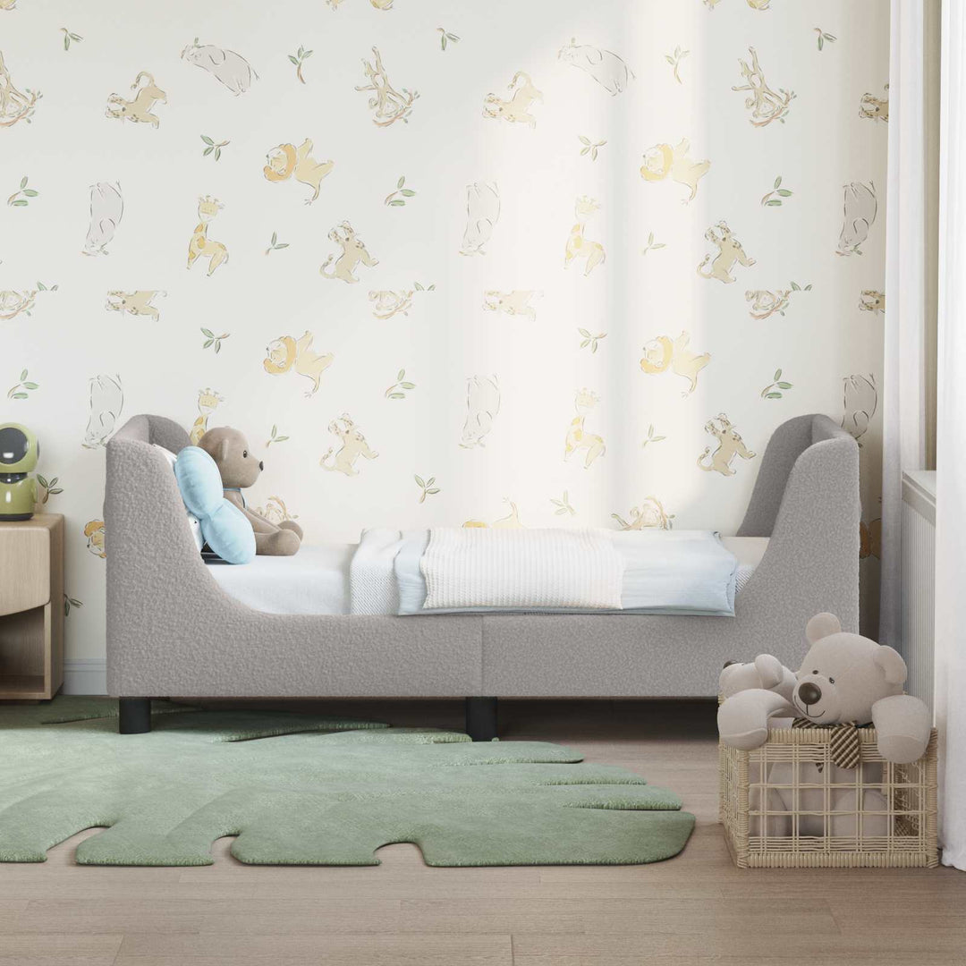 Sengestel til tumling med hovedgærde Lysegrå 70 x 140 cm Bouclé