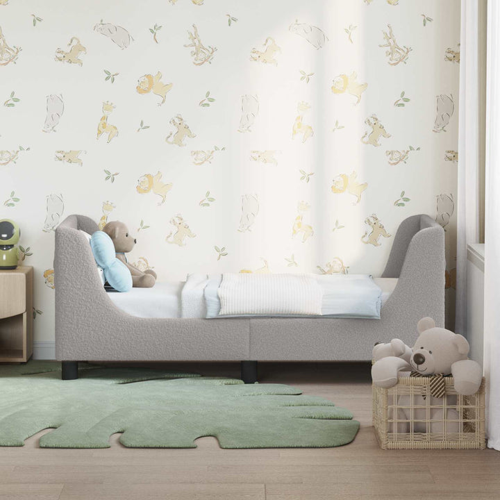Sengestel til tumling med hovedgærde Lysegrå 70 x 140 cm Bouclé