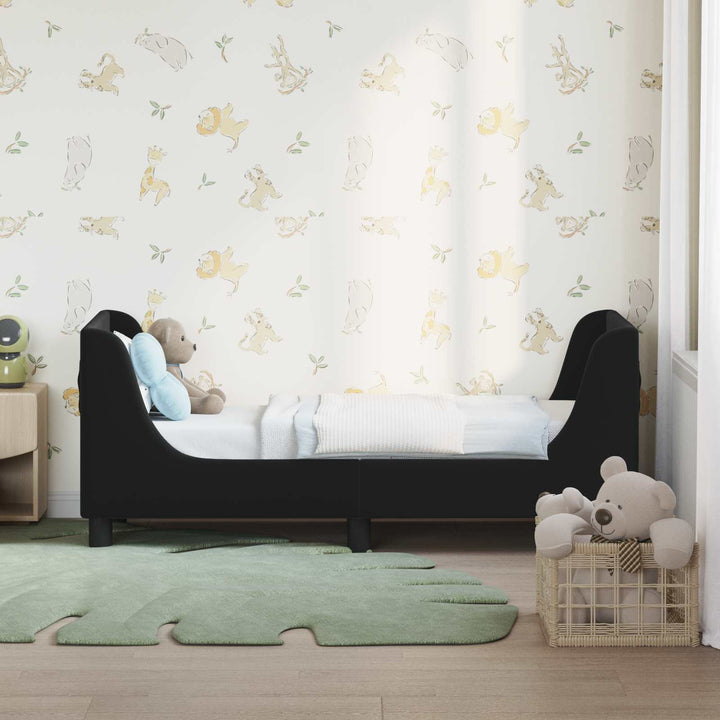 Sengestel til tumling med hovedgærde Sort 70 x 140 cm Fløjl