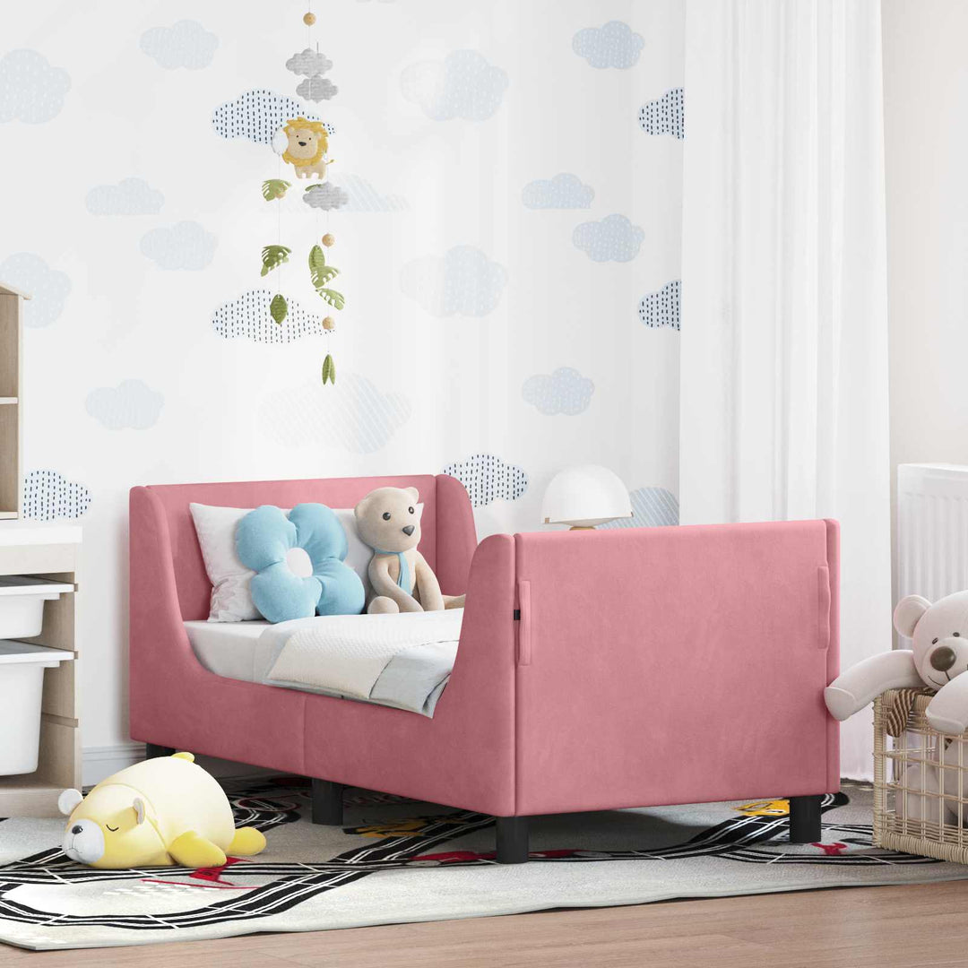 Sengestel til tumling med hovedgærde Lyserød 70 x 140 cm Fløjl