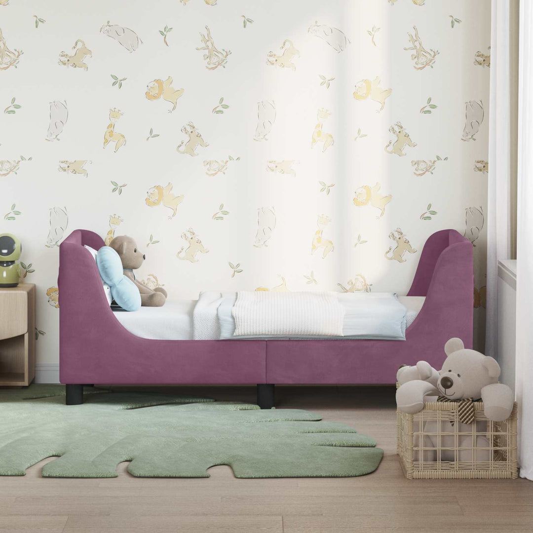 Sengestel til tumling med hovedgærde Lilla 70 x 140 cm Fløjl