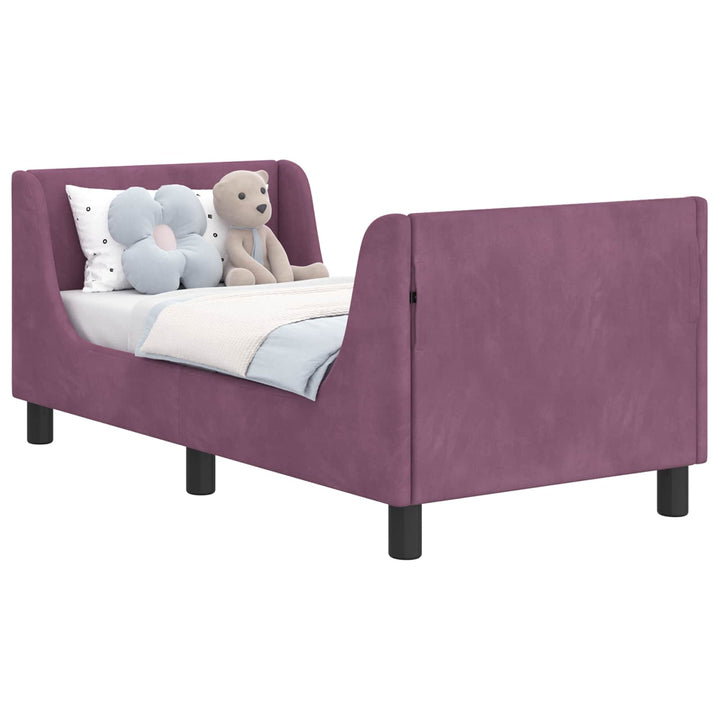 Sengestel til tumling med hovedgærde Lilla 70 x 140 cm Fløjl
