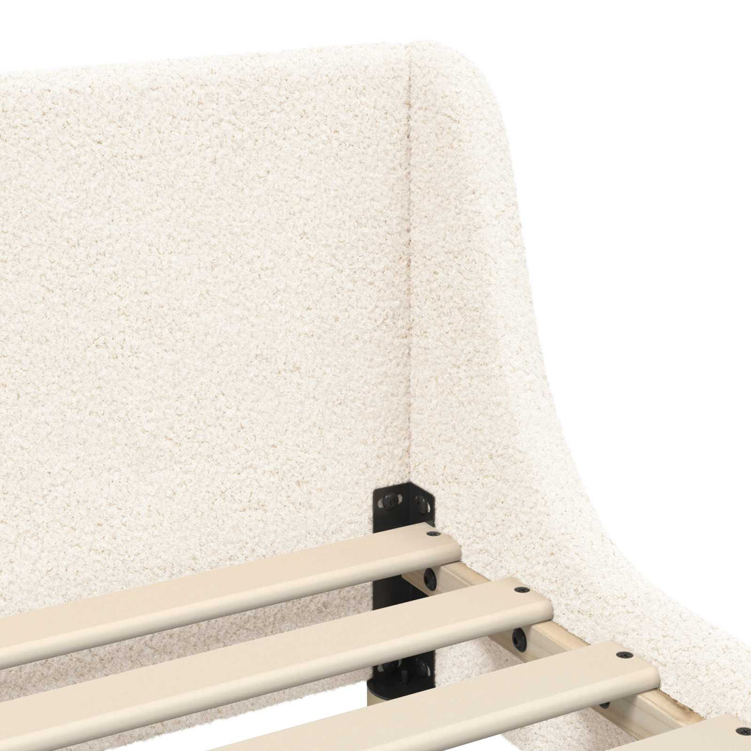 Børnesengestel med hovedgærde Cremefarvet 80 x 160 cm Bouclé