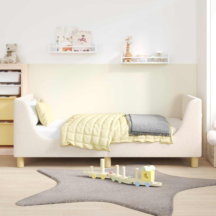 Børnesengestel med hovedgærde Cremefarvet 80 x 160 cm Bouclé