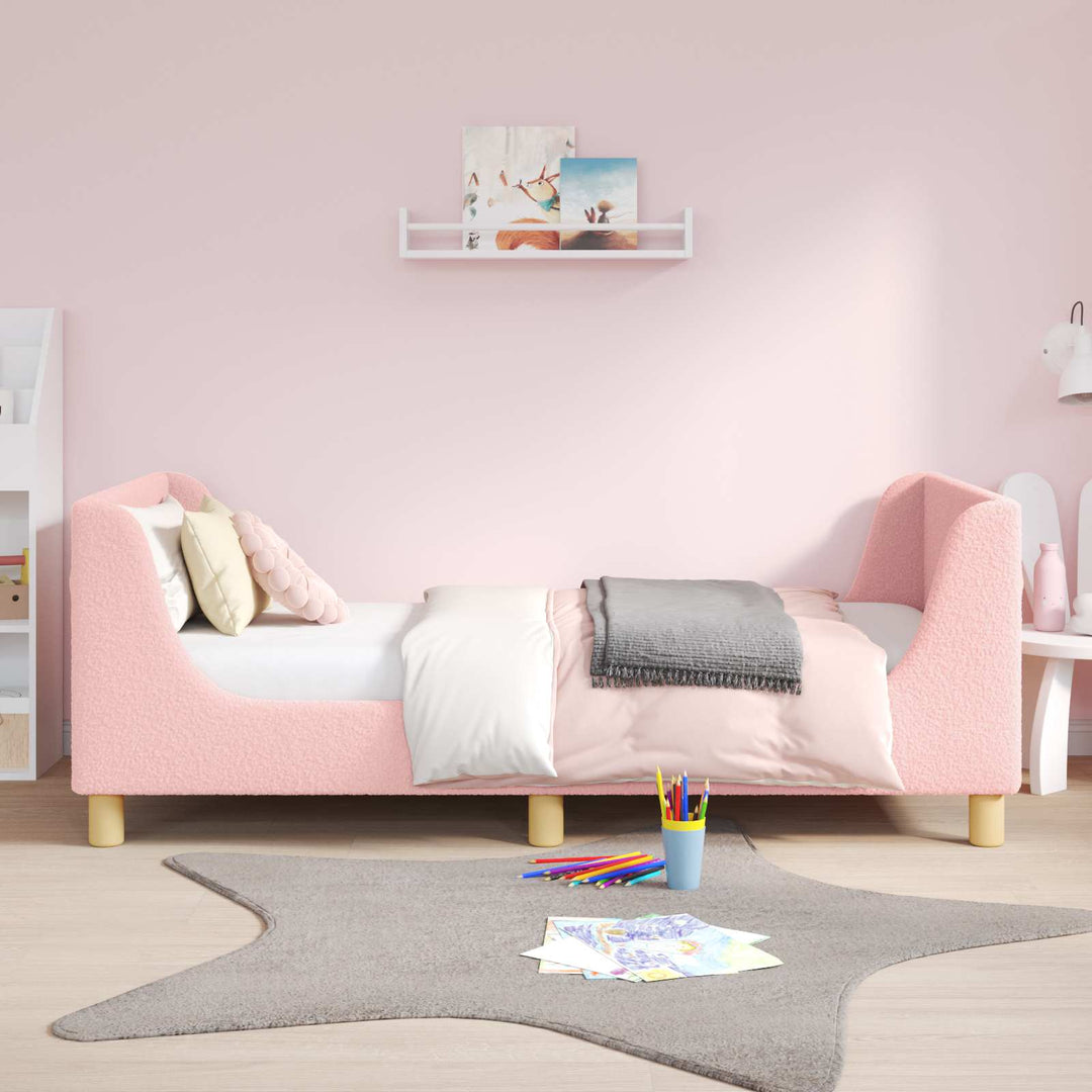 Børnesengestel med hovedgærde Lyserød 80 x 160 cm Bouclé