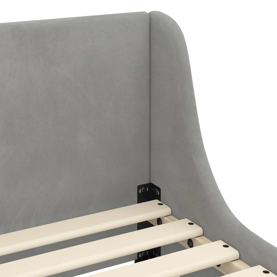 Børnesengestel med hovedgærde Lysegrå 80 x 160 cm Fløjl