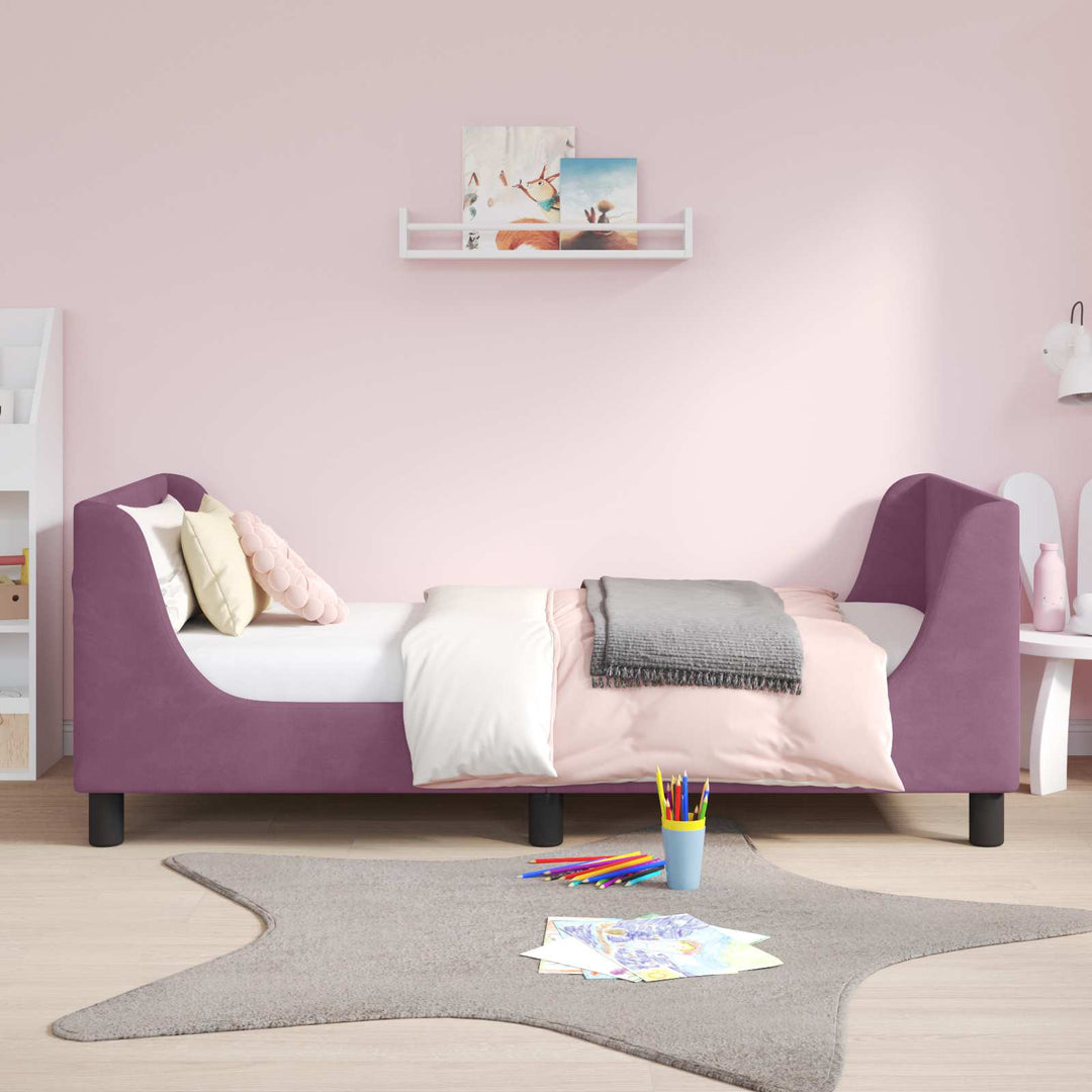 Børnesengestel med hovedgærde Lilla 80 x 160 cm Fløjl