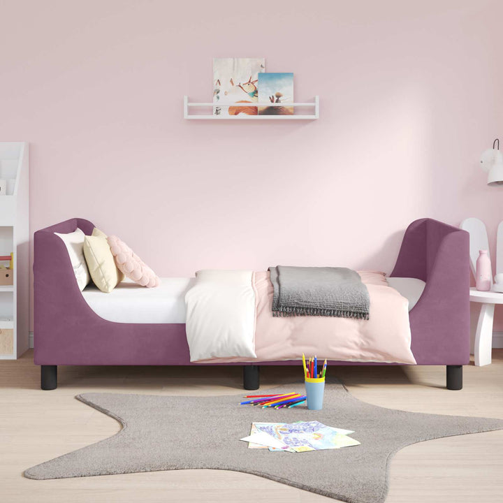 Børnesengestel med hovedgærde Lilla 80 x 160 cm Fløjl