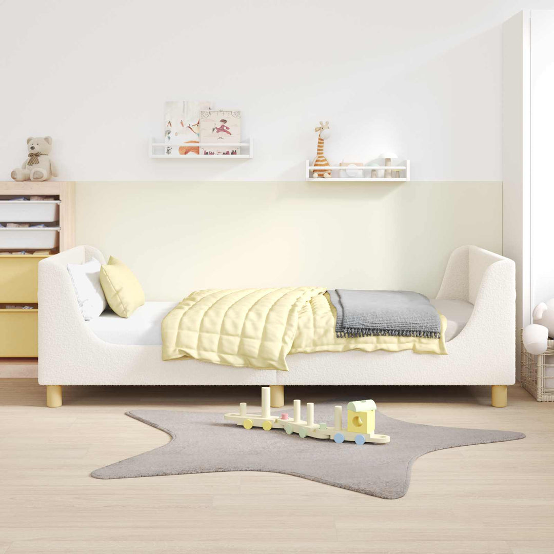 Børnesengestel med hovedgærde Cremefarvet 80 x 200 cm Bouclé