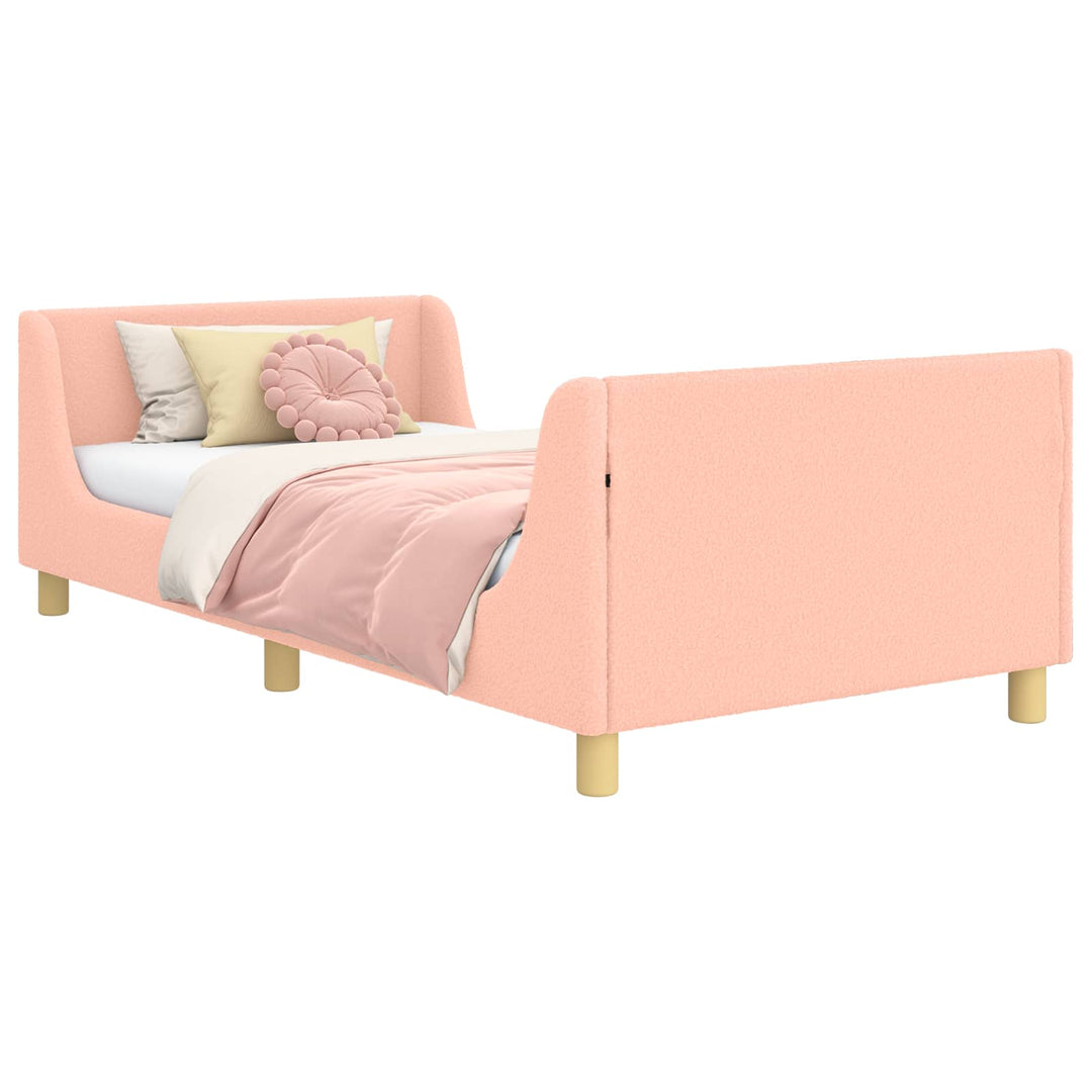 Børnesengestel med hovedgærde Lyserød 80 x 200 cm Bouclé