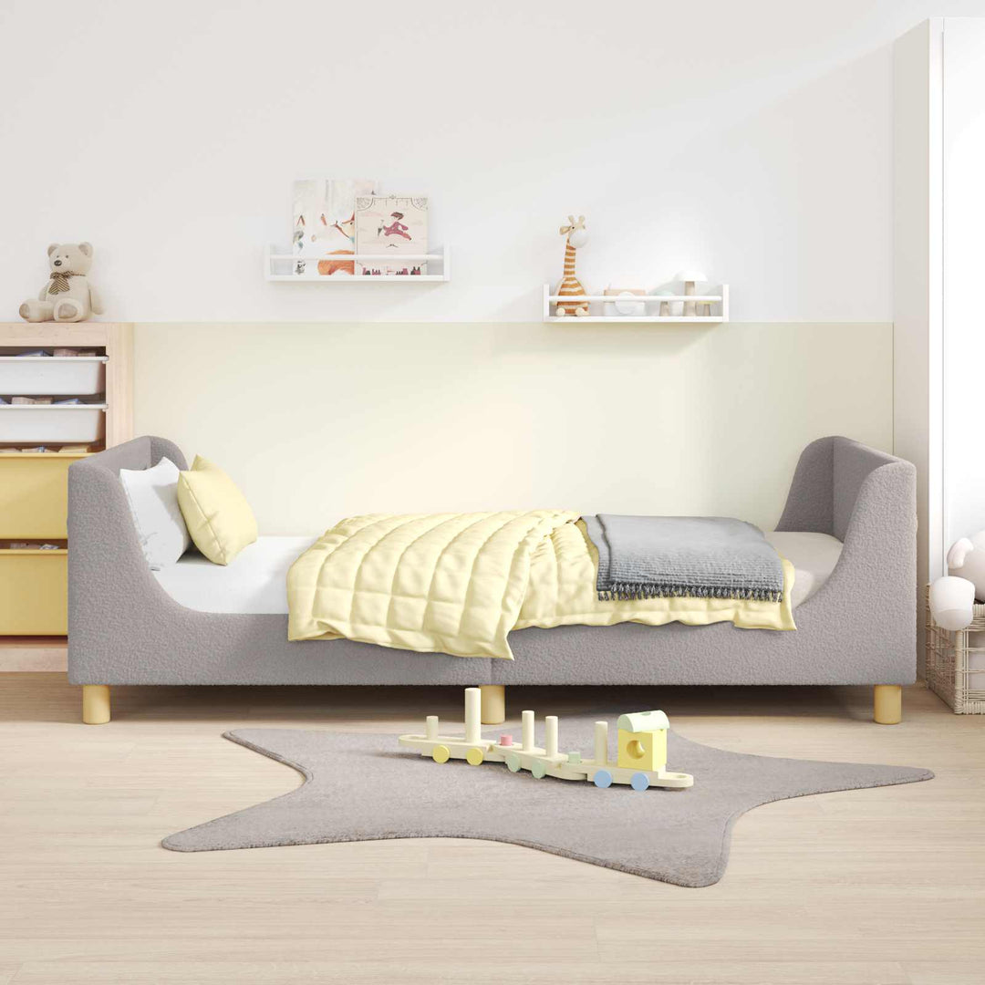 Børnesengestel med hovedgærde Lysegrå 80x200 cm Bouclé