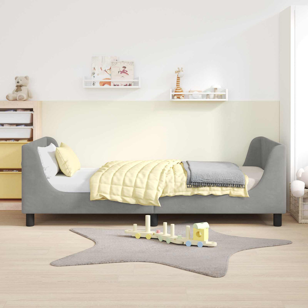 Børnesengestel med hovedgærde Lysegrå 80 x 200 cm Fløjl