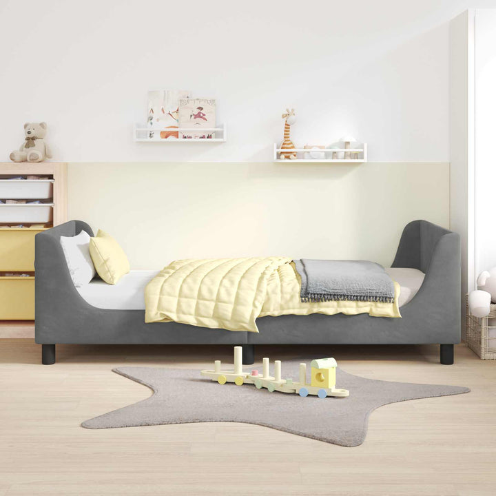 Børnesengestel med hovedgærde Mørkegrå 80 x 200 cm Fløjl