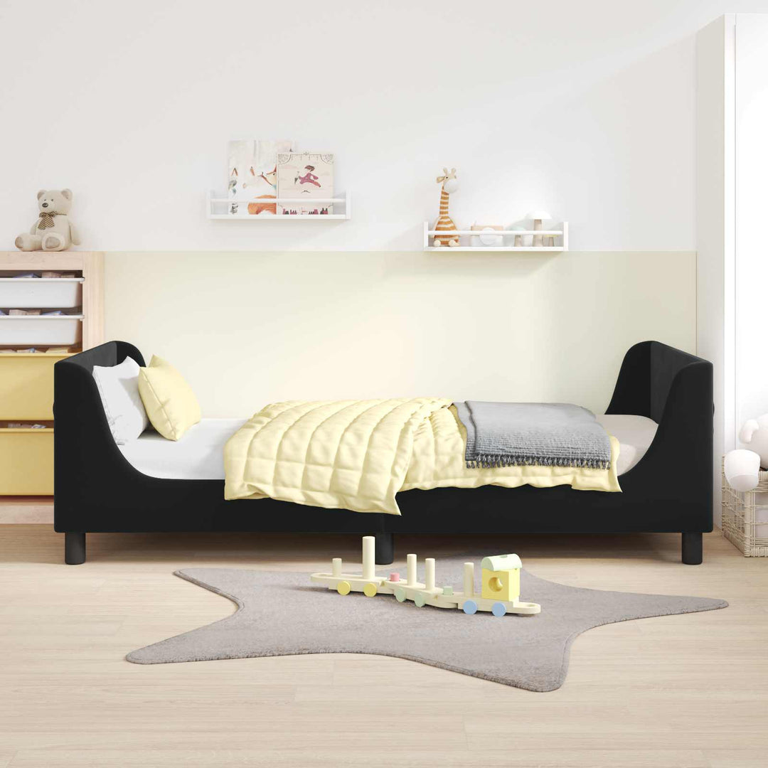 Børnesengestel med hovedgærde Sort 80 x 200 cm Fløjl