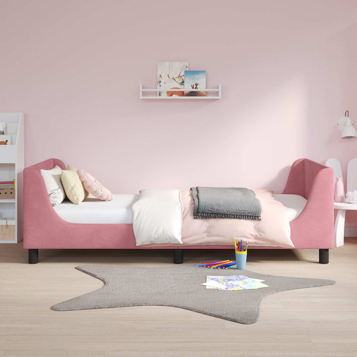 Børnesengestel med hovedgærde Lyserød 80 x 200 cm Fløjl