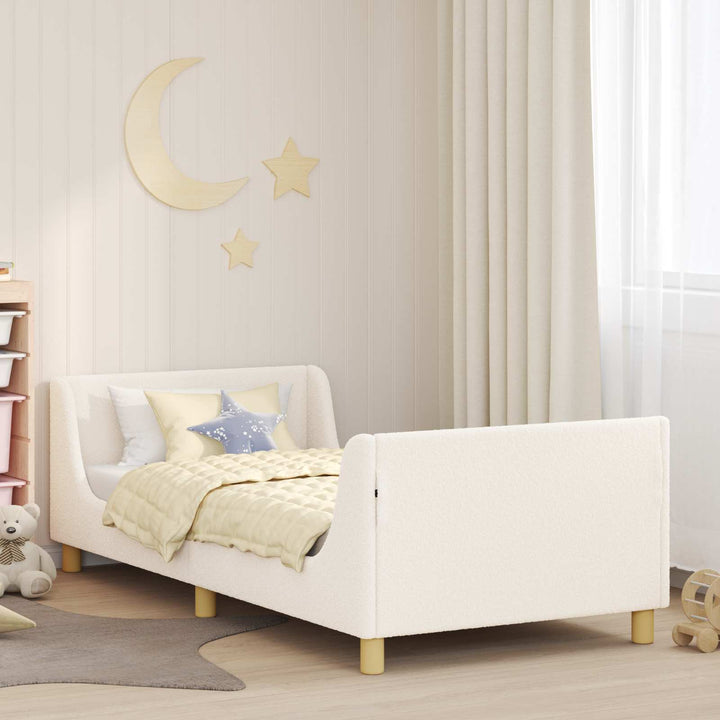 Børnesengestel med hovedgærde Cremefarvet 90 x 190 cm Bouclé