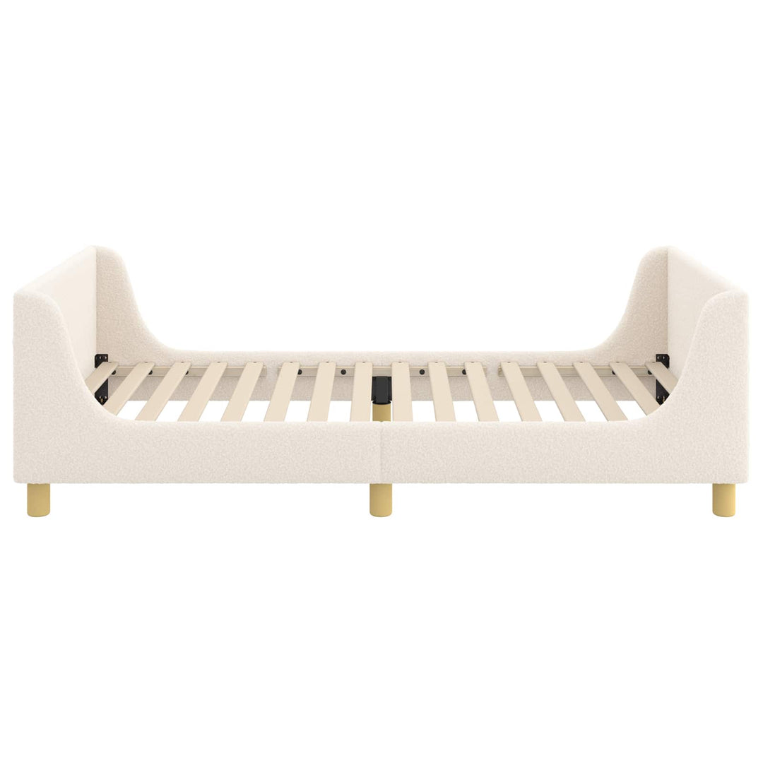 Børnesengestel med hovedgærde Cremefarvet 90 x 190 cm Bouclé