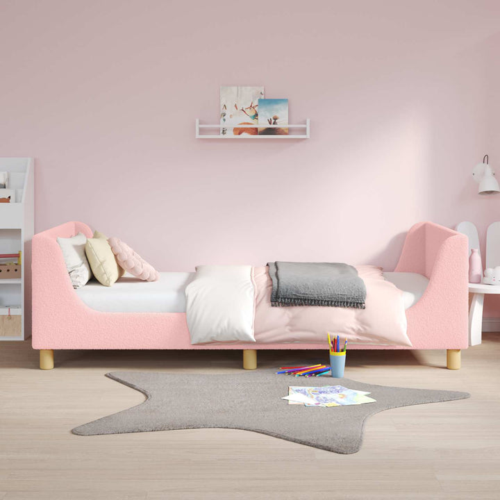 Børnesengestel med hovedgærde Lyserød 90 x 190 cm Bouclé