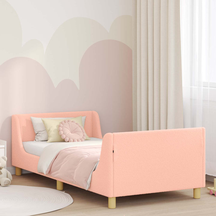 Børnesengestel med hovedgærde Lyserød 90 x 190 cm Bouclé