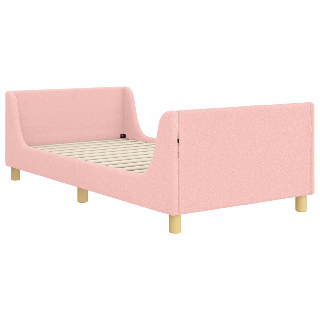 Børnesengestel med hovedgærde Lyserød 90 x 190 cm Bouclé