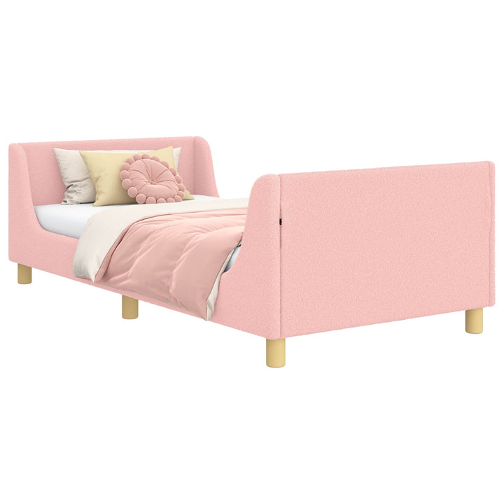 Børnesengestel med hovedgærde Lyserød 90 x 190 cm Bouclé